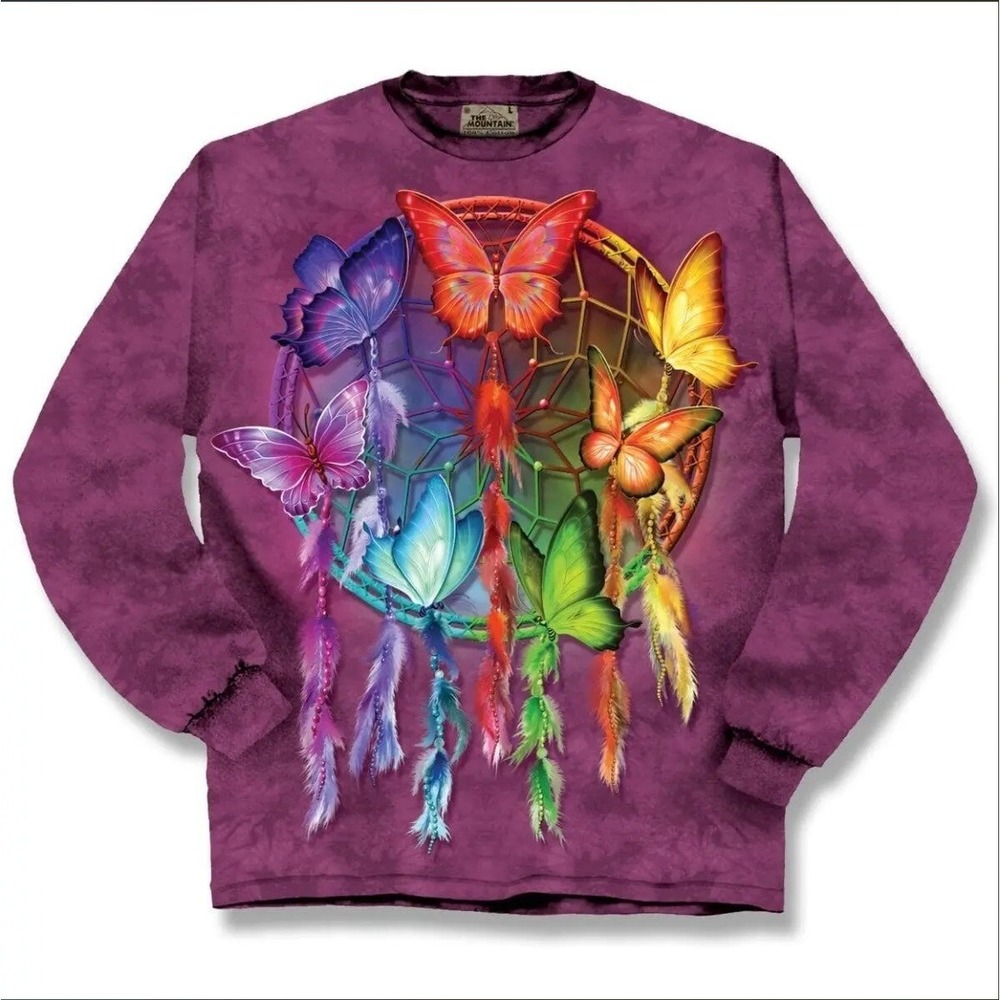 The Mountain Long Sleeve T-Shirt Womens XXL Tie Dye Butterfly Dreamcatcher
